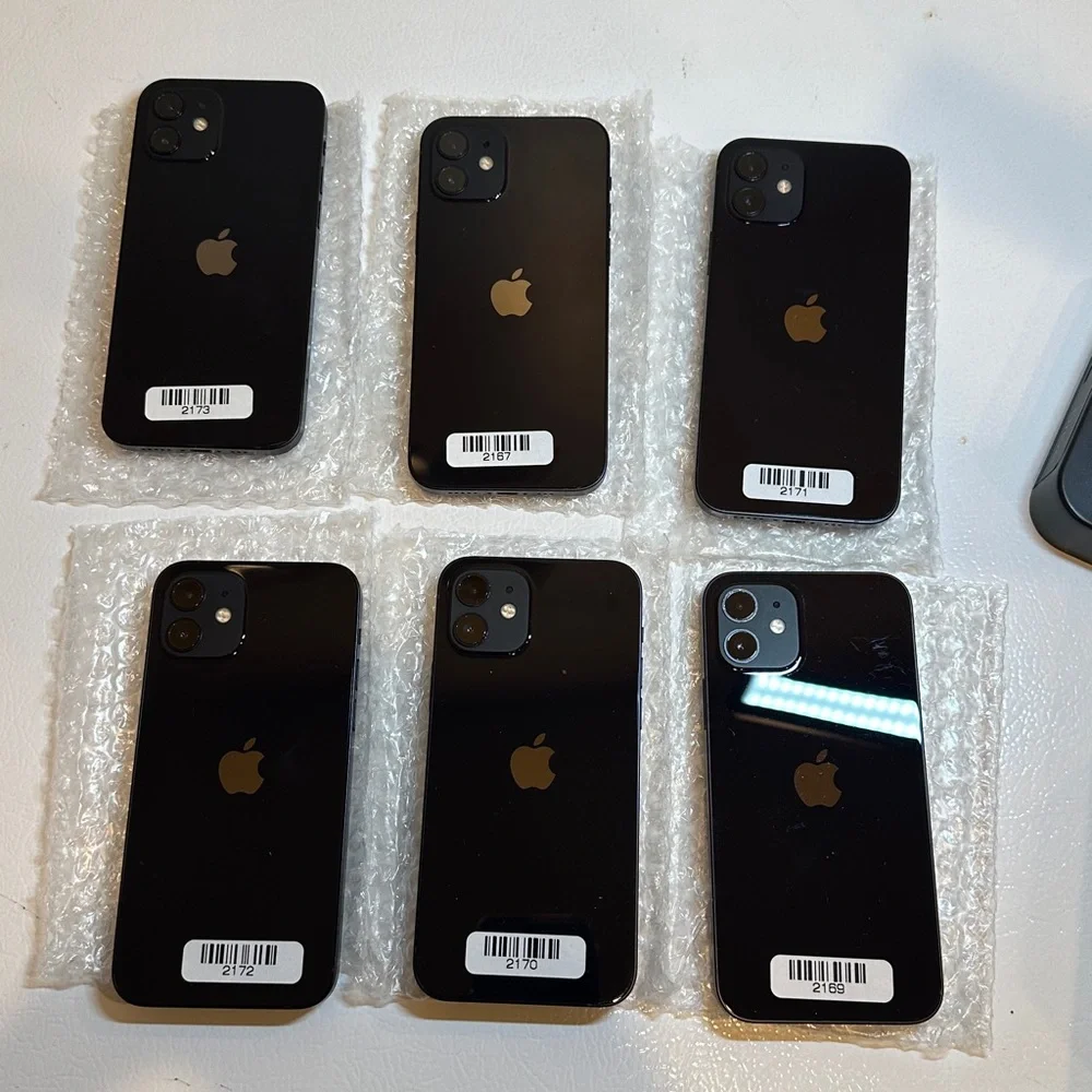 Six Apple iPhone 12, 128gb. BH above grade A color midnight
